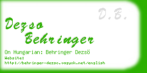 dezso behringer business card
